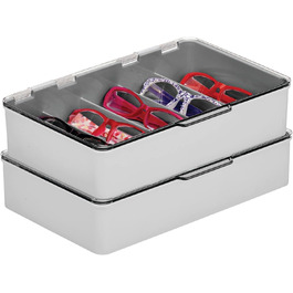 Коробка для зберігання окулярів mDesign практична коробка для відділення як лоток для окулярів набір із 2 шт. (сірий/прозорий)