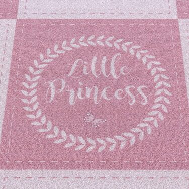 Дитячий килим HomebyHome з коротким ворсом, рожевий килим для дитячої кімнати, принцеса, корона, паличка, Колір рожевий, Розмір (160x230 см, рожевий)