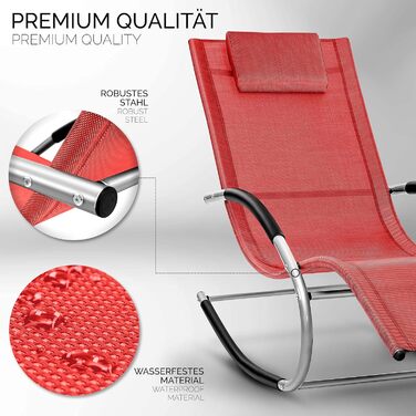 Шезлонг для відпочинку Tillvex Relaxliege: атмосферостійкий, з підлокітниками, навантаження до 150 кг, дихаючий матеріал (Антрацит/Сірий, Червоний)