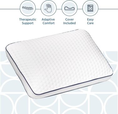 Подушка для підтримки шиї Home Sense Memory Foam 40x60 см, ортопедична, яку можна прати, висота 13 см, без ароматизаторів