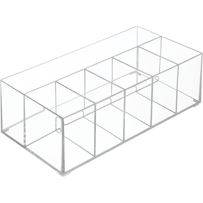 Косметичний органайзер mDesign Коробка для зберігання з шістьма відділеннями для декоративної косметики, лаку для нігтів і косметичних засобів Ідеальне місце для зберігання косметики прозорий - Набір з 2 шт. 32,5 х 16,5 х 10,6 см
