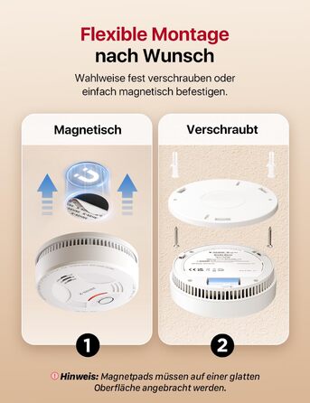 X-Sense Розумний димовий сповіщувач Wi-Fi з магнітною кріпленням, сертифікований EN 14604, мережевий димовий сповіщувач, керування через додаток, з базовою станцією SBS50, бездротовий димовий сповіщувач, SD11-MR61, комплект з 6 шт. білий