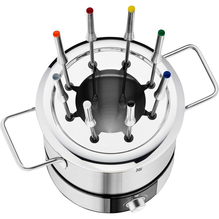 Електричний набір для фондю WMF Lono на 8 осіб: регулювання температури, індукційний горщик 1.2л, з нержавіючої сталі, з тримачем для виделок