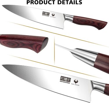 Набір ножів HOSHANHO 18 предметів з дерев'яним блоком, кухонний набір ножів з професійними лезами з високоякісної нержавіючої сталі