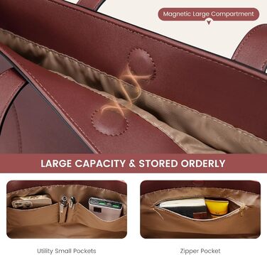LOVEVOOK Сумка-шопер з натуральної шкіри, велика жіноча сумка на плечі, коричнева, для роботи та повсякденного використання