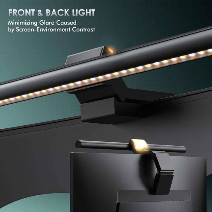 Quntis Лампа для монітора з підсвічуванням 42,5 см, RGB, з пультом дистанційного керування, регулювання яскравості та колірної температури, для офісу та дому