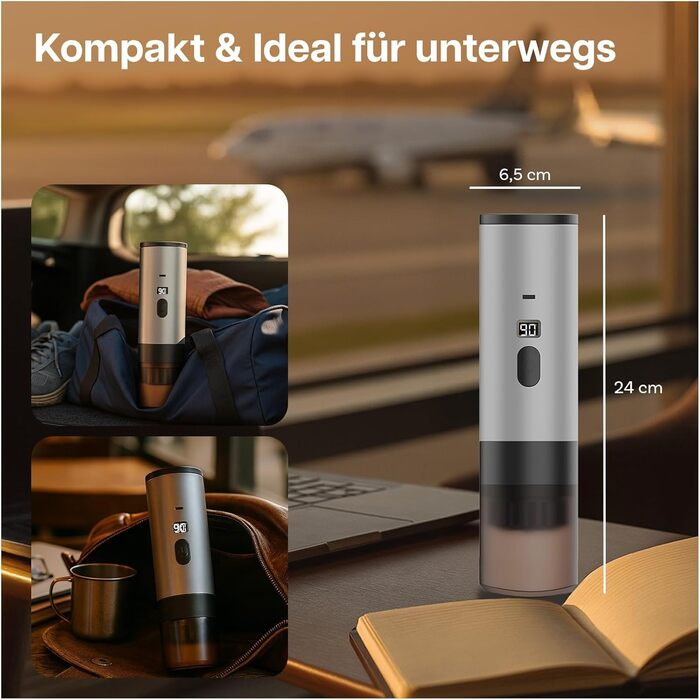 Портативна кавомашина MMOBIEL: електрична еспресо-машина з підігрівом, USB-C, для кави та капсул. Ідеально для подорожей, кемпінгу, дому, офісу. Білий колір + підставка