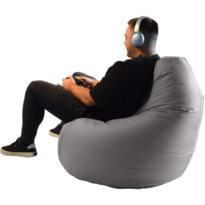 ОГОЛОШЕННЯ. CON Outdoor & Indoor Beanbag Gamer з ЕКО наповненням Puff Relax Крісло Подушка для сидіння Підлогова подушка Крісло-мішок 225 л сірий