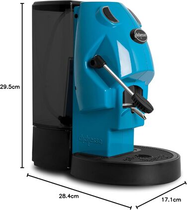 Кавомашина Didiesse Baby Frog Pad – компактна кавоварка з падами, 450 Вт, 1,5 л бак, Standby, білий/Miami-blue