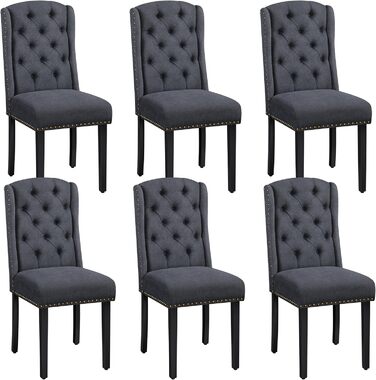 Набір кухонних стільців Yaheetech (6 шт.) з підлокітниками, сірий, до 140 кг