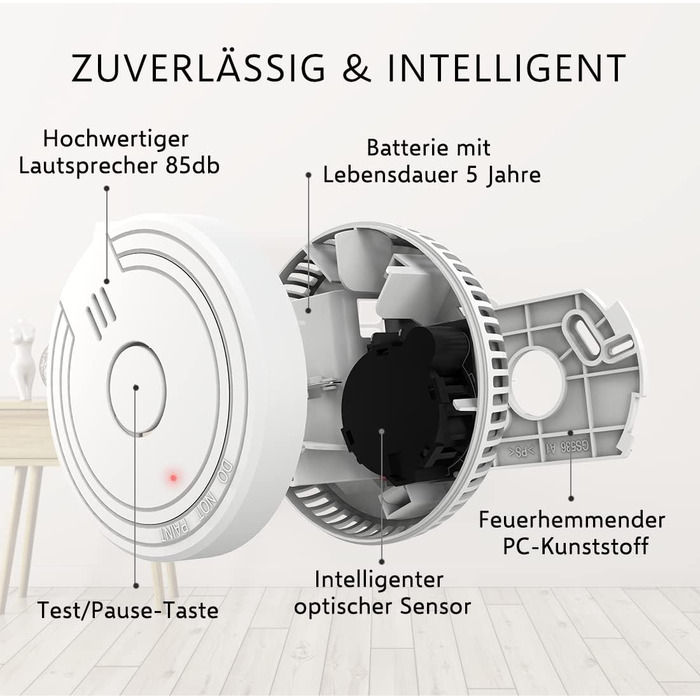 Набір датчиків диму ELRO FS1805M (6 шт.) | Магнітне кріплення | 5 років батареї та гарантія | Відповідає EN14604 | Білий