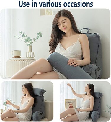 Підголовник HEATHE з підлокітниками, спинка для ліжка, подушка для читання з знімною подушкою для шиї та знімним чохлом, для читання або ігор на ліжку/дивані/підлозі Dream Orange 75×40×50cm (без підголівника)