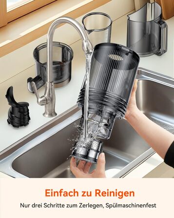 Шовковий відцентровий соковичавник - переможець тесту, для цілих овочів та фруктів, 130 мм завантажувальний отвір, 1.8л, BPA-free, 250W, функція зворотного ходу, легке очищення, нержавіюча сталь, чорний