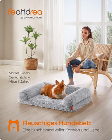 Лежак для собак Feandrea XL, знімний чохол, миється, 106 x 80 x 23 см