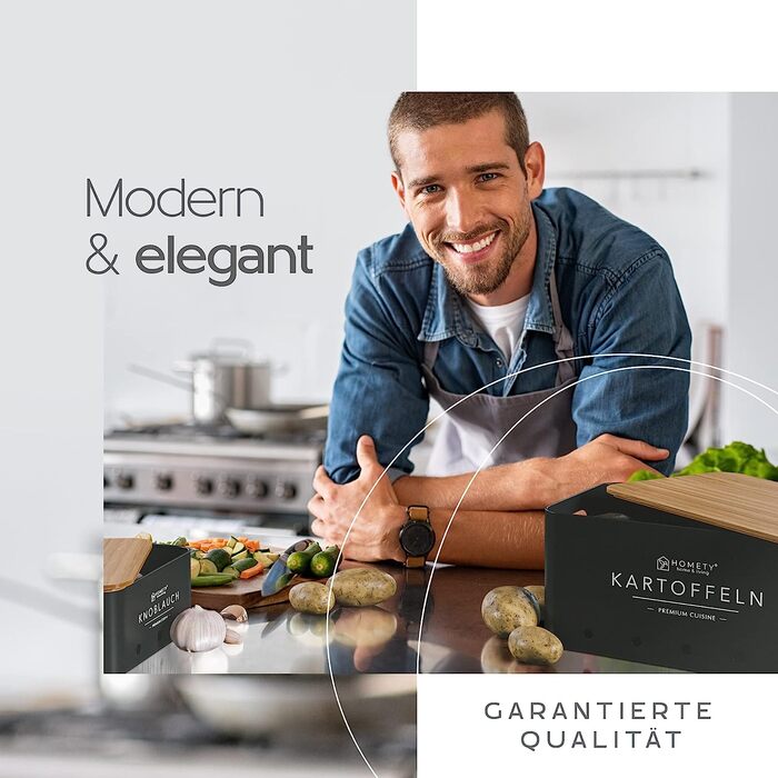 Набір контейнерів для зберігання картоплі, цибулі та часнику [3 шт] - Зберігає овочі свіжими довше (Чорний)