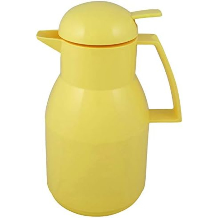 Термос Helios Top Push, жовтий, 1 літр - ізольована канa, пластик