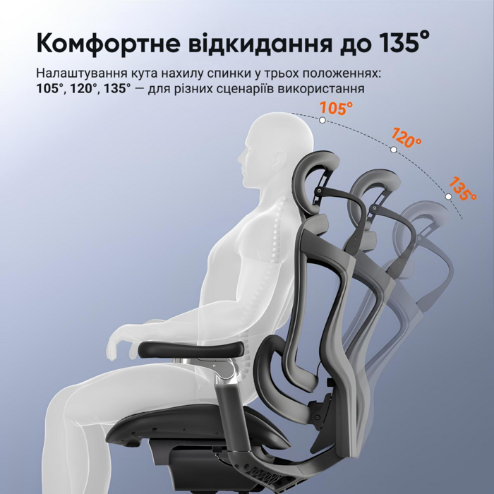 Ергономічне офісне крісло SIHOO Doro C300 Pro black з підлокітниками 6D та підтримкою попереку
