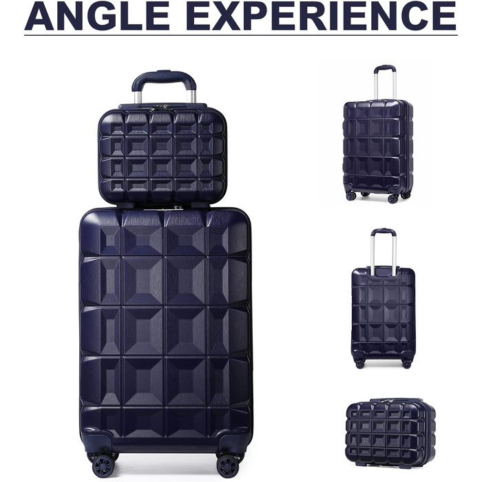 Набір валіз KONO набір валіз 2 шт. середнього розміру з косметичкою (62 см косметичка, темно-синій)