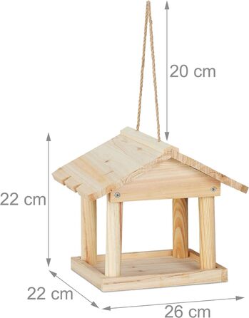 Будиночок для птахів Relaxdays, необроблена деревина, маленька годівничка для птахів (60 символів)
