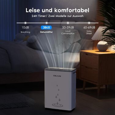 Електричний осушувач повітря COLAZE 20L/24H для дому, підвалу, вітальні. Осушувач повітря для приміщень до 150 м³ (50 м²). Тихий, для квартири, будинку.