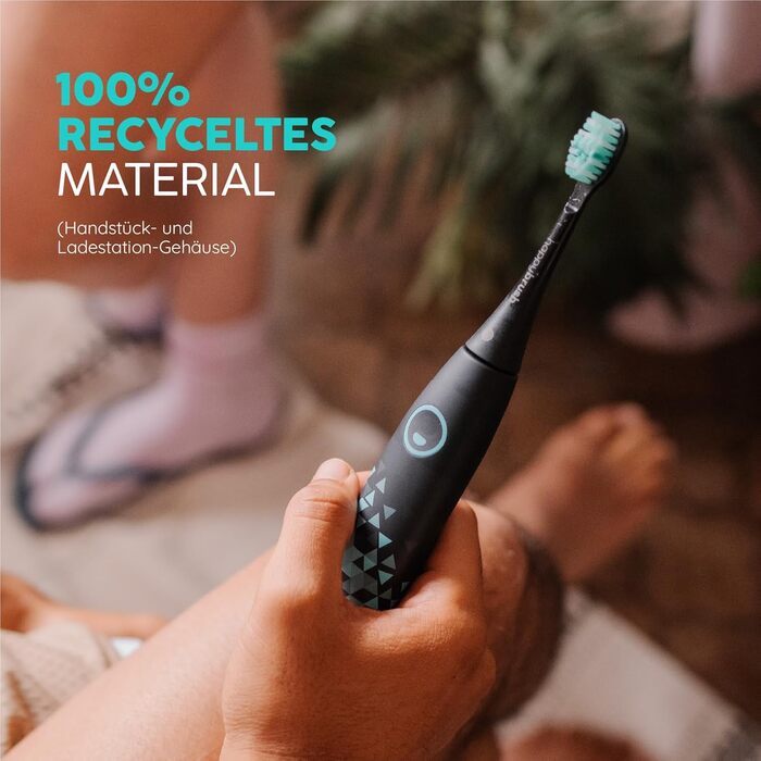 Електрична зубна щітка HappyBrush Eco Vibe 3+ – Чорний/М'ятний – 2 роки гарантії