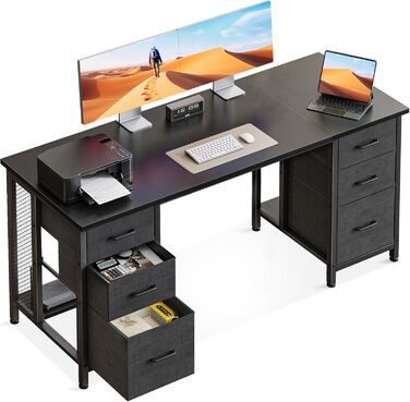 Комп'ютерний стіл Coleshome з 6 висувними ящиками, 160x52 см, білий, для дому та офісу