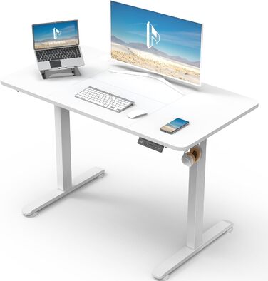 Регульований стіл Homall 100x60 см з USB-портом, комп'ютерний стіл для дому та офісу, ергономічний (білий)