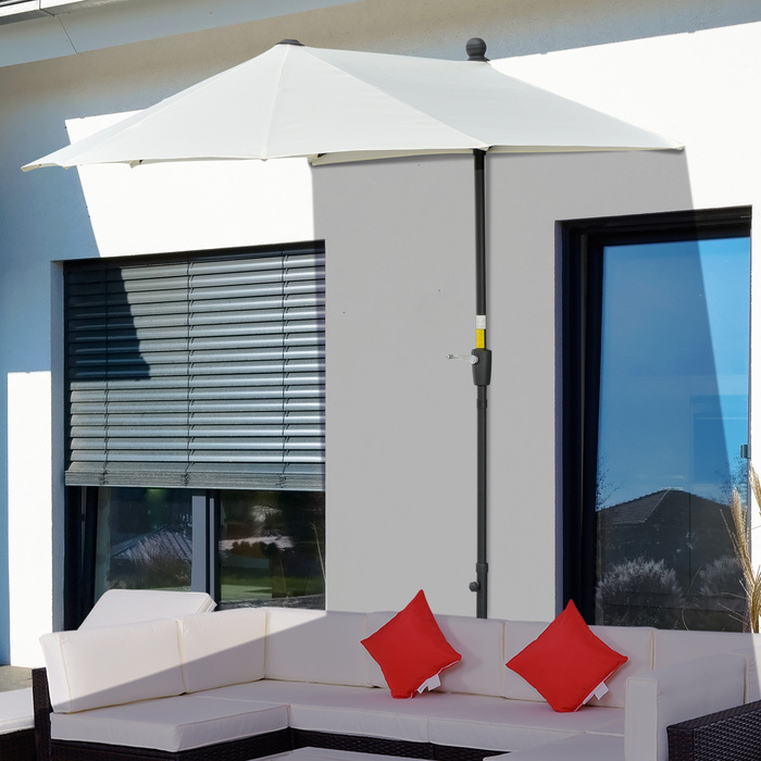 Сонцезахисний парасоль полукруглої форми 1,9 x 2 м з подвійним куполом та ручною гонтою, колір - кремовий