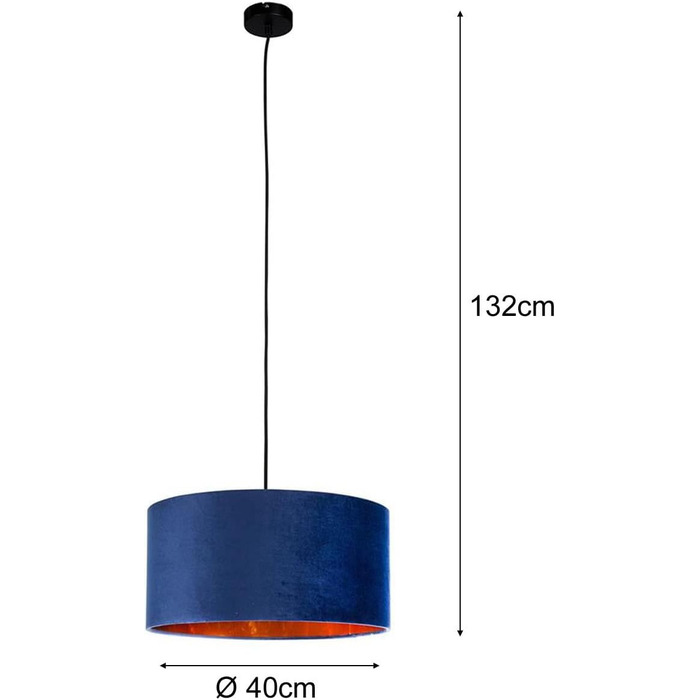 ? 40 см, цоколь E27 (підвісний світильник, синій оксамит), 60056, Ø