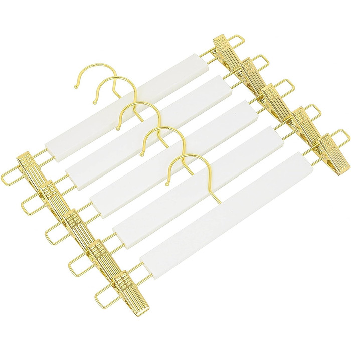 20 дерев'яних вішалок для одягу Amber Home 36 см: штани, шорти, спідниці, шкарпетки, білизна. Міцні, з антиковзними кліпсами та поворотним гачком