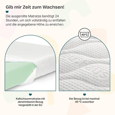 Дерев'яне ліжко-дитяче Treviolo від en.casa: ліжко-хаузмайстер з захистом від падіння, ламелі, монтессорі, для дітей, біле, з матрацом
