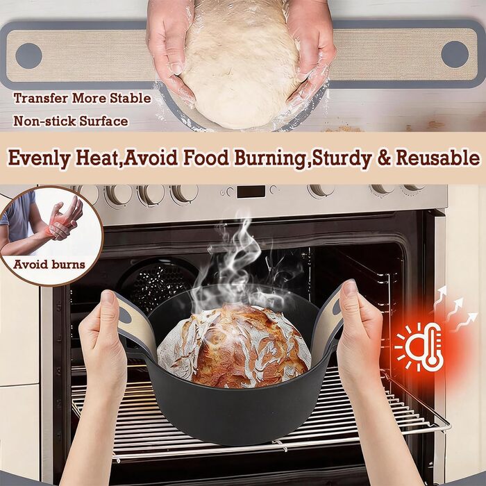 Набір для закваски Sauerteig: 650 мл скляний контейнер для бродіння, силіконові корзини для бродіння (круглі та овальні), 30-ти елементний набір для випікання хліба, легко миється та зберігається. Ідеальний подарунок для початківців та досвідчених пекарів