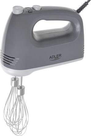 Міксер ручний ADLER 750W з насадками (вінчик, гак, лопатка, сепаратор) сірий