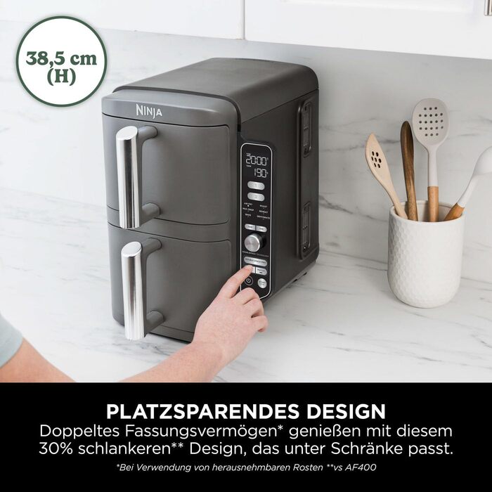 Фритюрниця Ninja Foodi FlexDrawer AF500EUCP: 7-в-1, Dual Zone, Airfryer з подвійними зонами, чорний & мідний колір