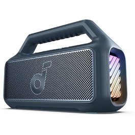 Soundcore Boom 2 - портативна Bluetooth колонка, 80W, сабвуфер, BassUp 2.0, 24h, IPX7, LED, USB-C, EQ, BT 5.3, для кемпінгу, пляжу, саду (блакитна)
