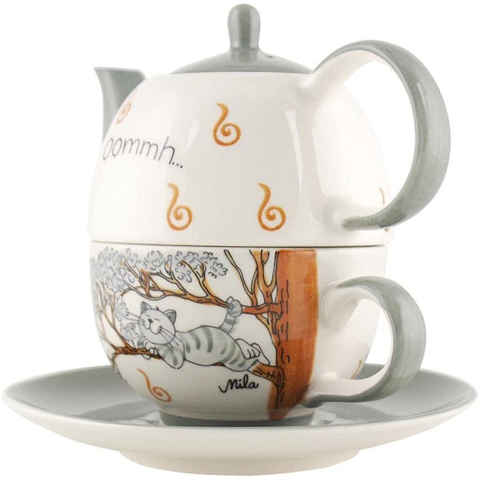 Керамічний чайний сервіз 440s.de Mila чай для одного, Oommh Cat Pure Relax МІ-99184 4045303991842