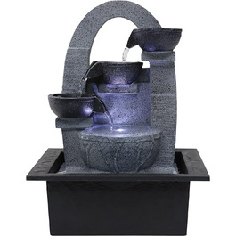 Критий фонтан Dehner Skleda зі світлодіодом, 21 x 28 x 18,3 см, полістоун, темно-сірий/сірий