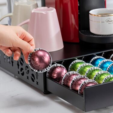 Організатор для капсул Nespresso Vertuo: металевий стійка на 50 капсул, чорний колір