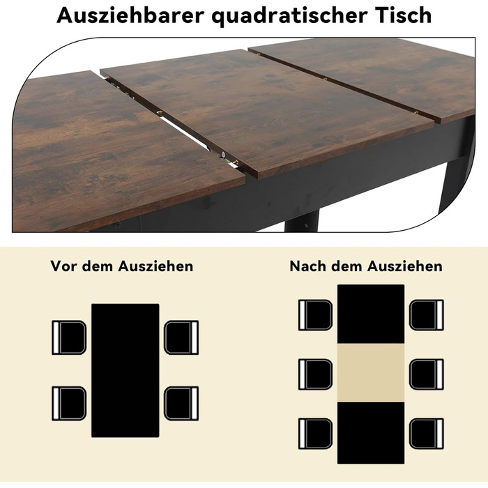 Розсувний обідній стіл Artethys 105/150x70 см - індустріальний стиль, для кухні, їдальні, вітальні