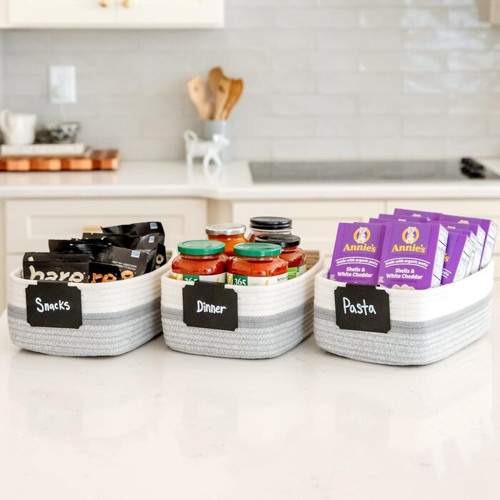 Кошики для полиці NaturalCozy прямокутні, 30 x 20,3 x 11,4 см, зелені, набір 3 шт.