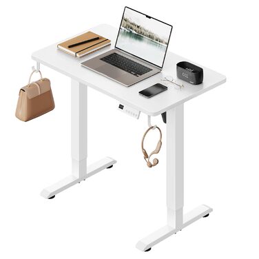 Електричний підйомний стіл WOLTU з функцією пам'яті та захистом від зіткнень, комп'ютерний стіл для дому та офісу, білий, 80 x 48 см