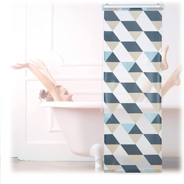 Шторка для душу Relaxdays, трикутний візерунок, трос, гнучка збірка, фіранка для душу для ванної та вікна, різнобарвна (60x240 см)