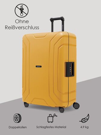 Набір валіз REDOLZ Hartschalen 3-х частинний з поліпропілену | TSA-замок, 4 колеса, система 3-х точок | для жінок та чоловіків (Dark Yellow, L (75 см))