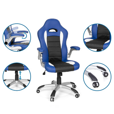 Ігрове крісло / Офісне крісло GAME SPORT синій / чорний hjh OFFICE