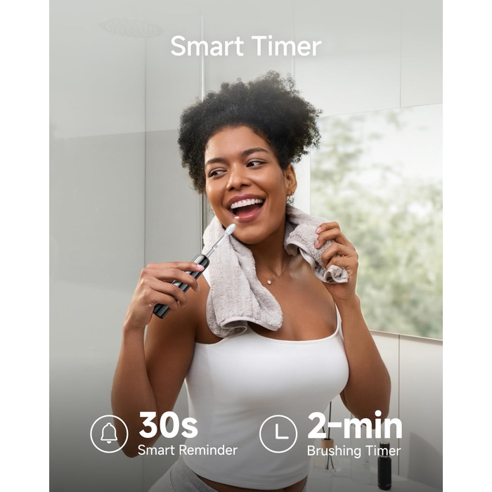 Електрична зубна щітка Laifen Wave Pro з 6 режимами, акумулятор на 70 днів, прозорий корпус (нержавіюча сталь)