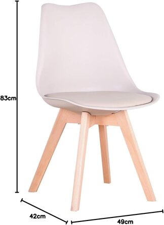 Набір з 6 стільців для їдальні, скандинавський стиль, ретро-дизайн, з м'яким сидінням, для кухні/офісу, з масивними буковими ніжками (колір: коричневий)