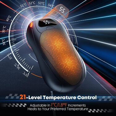 Електричний гріє для рук 2 шт. 12000 mAh з магнітним двостороннім нагріванням та цифровим дисплеєм температури та заряду батареї для відпочинку на природі/кемпінгу, чорний