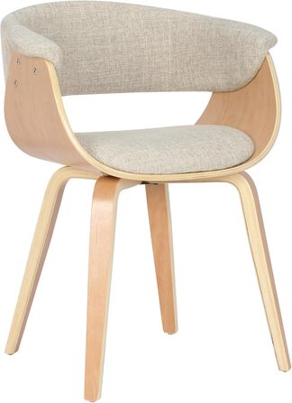 Стільці для їдальні CLP Bruce з тканинним покриттям, дерев'яним каркасом, чорного кольору для їдальні або кухні | Крісло витримує до 150 кг, колір: каркас - горіх (дерево (натуральне), кремовий)