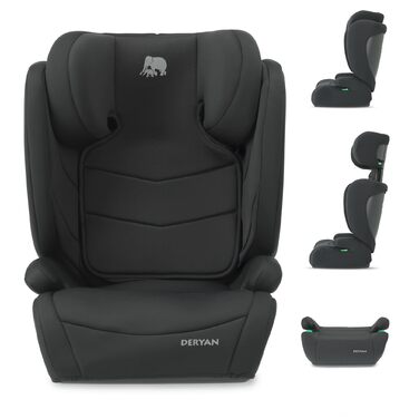 Автокрісло Deryan Charlie i-Size 100-150 см, 9-36 кг, 3.5-12 років, Чорне - з ременями безпеки, регульований підголівник, бічний захист