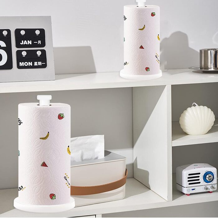 Тримач для паперових рушників на стільницю з мармуровою підставкою для кухні та ванної кімнати, білий